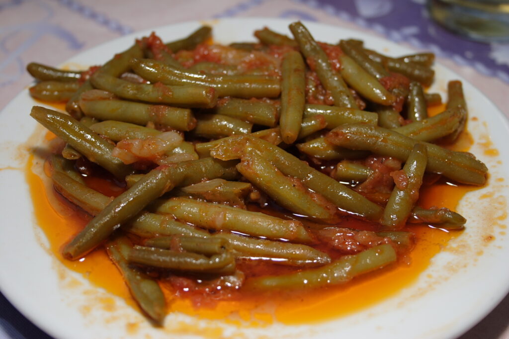 A plate of green bean stew